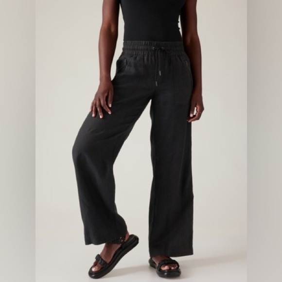 Athleta Women’s Cabo Linen Wide Leg Pants in Black Size 8 - Picture 1 of 12